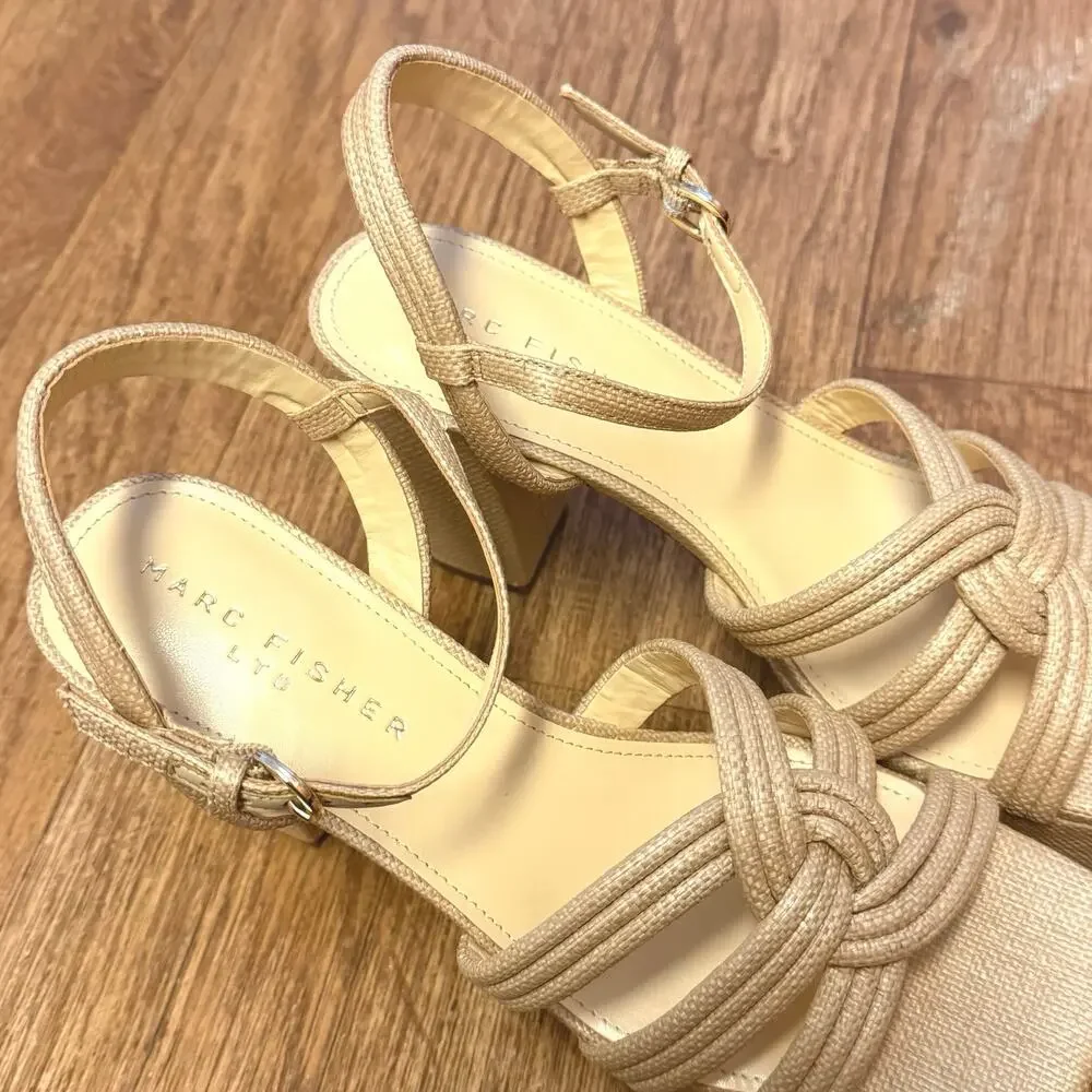 Marc Fisher LTD Cairo Platform Sandal in Medium Natural Size 9